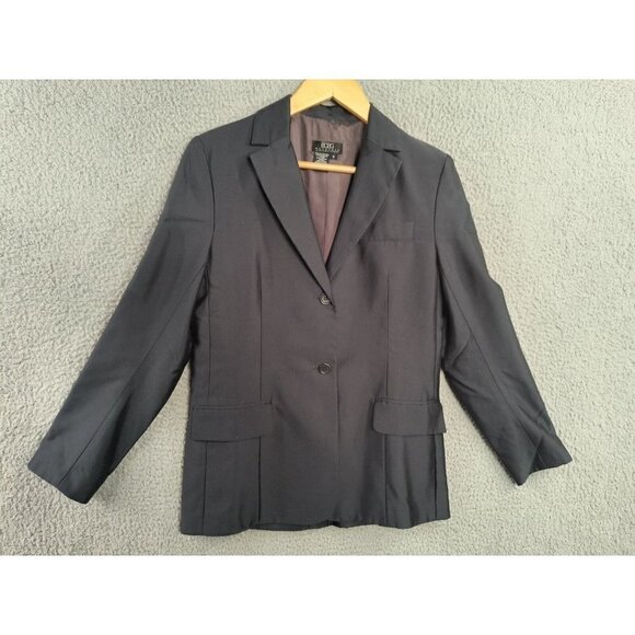 BCBGMAXAZRIA Collection Women Long Sleeve Charcoal Silk 2 Button Blazer Sz 4 - Picture 1 of 9